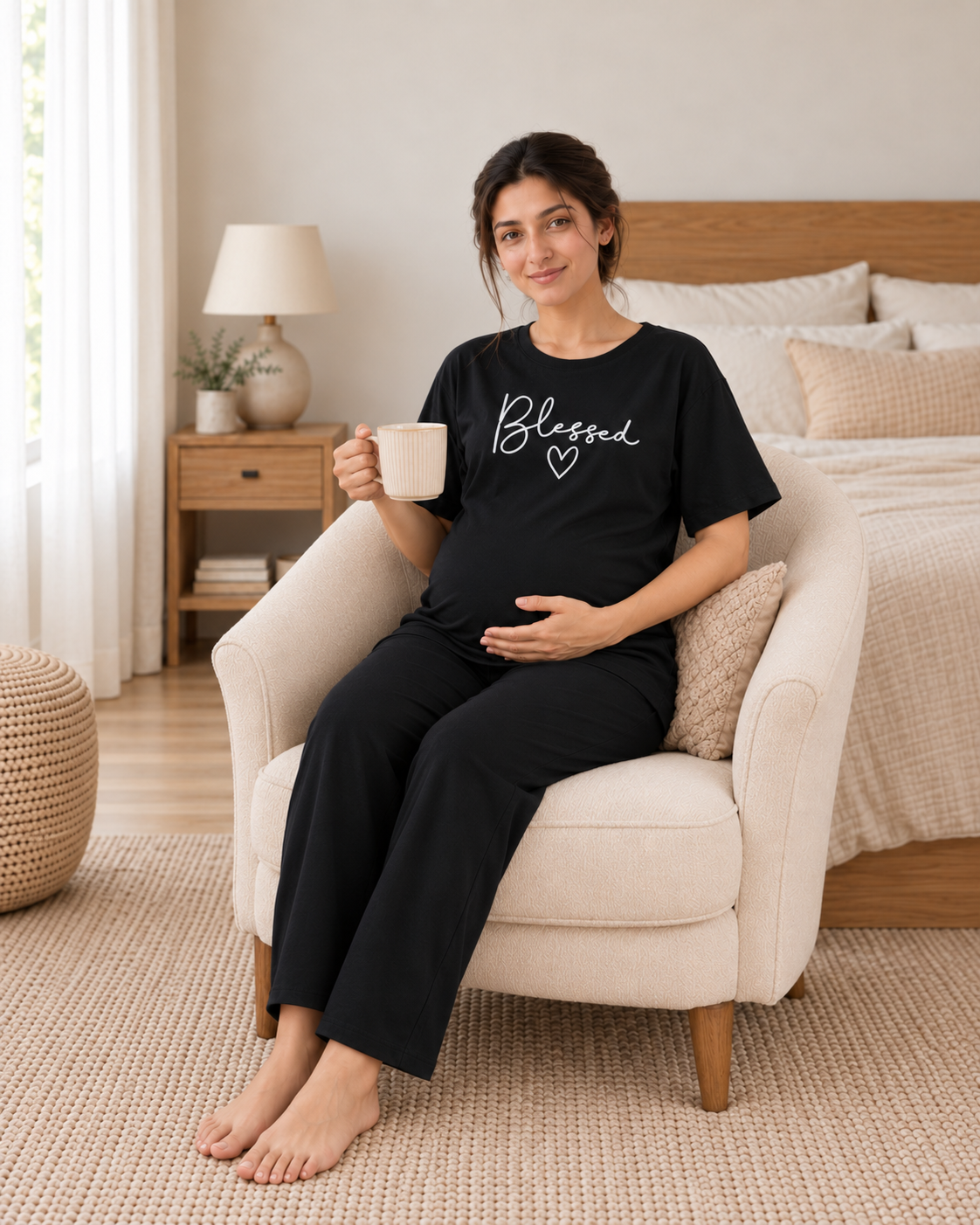 Blessed Maternity Cotton Night Suit - pose 3
