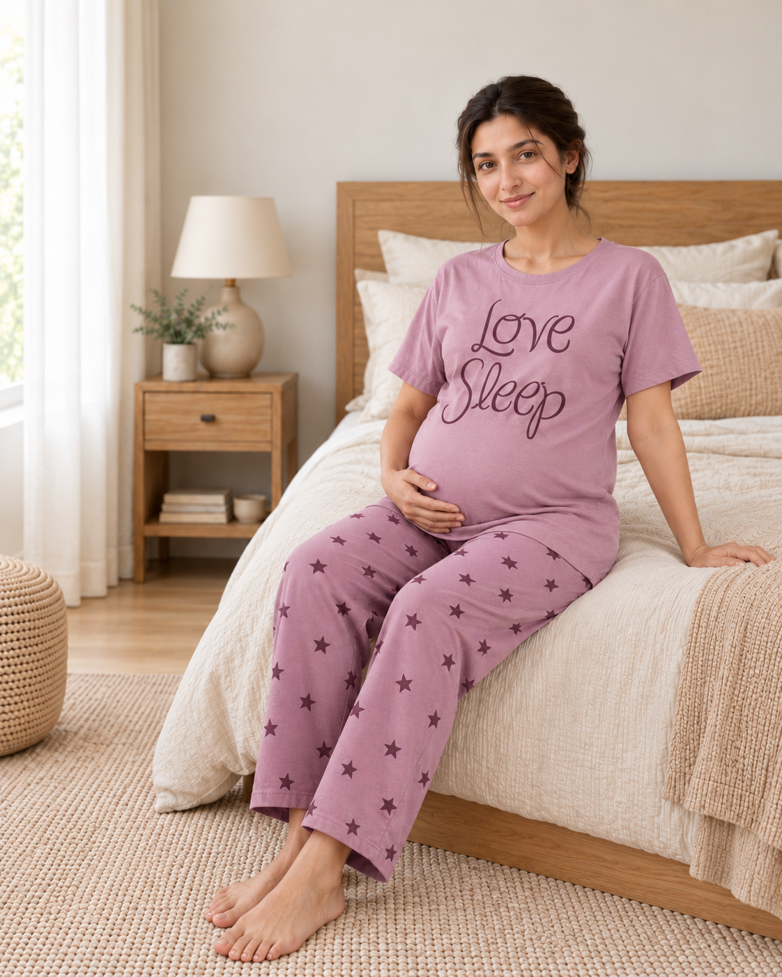 Love Sleep Maternity Cotton Night Suit - pose 2