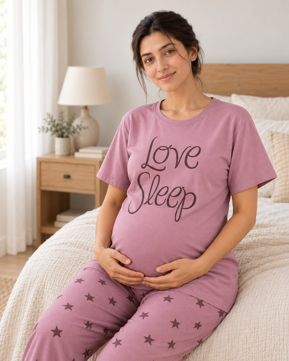 Love Sleep Maternity Cotton Night Suit - pose 4