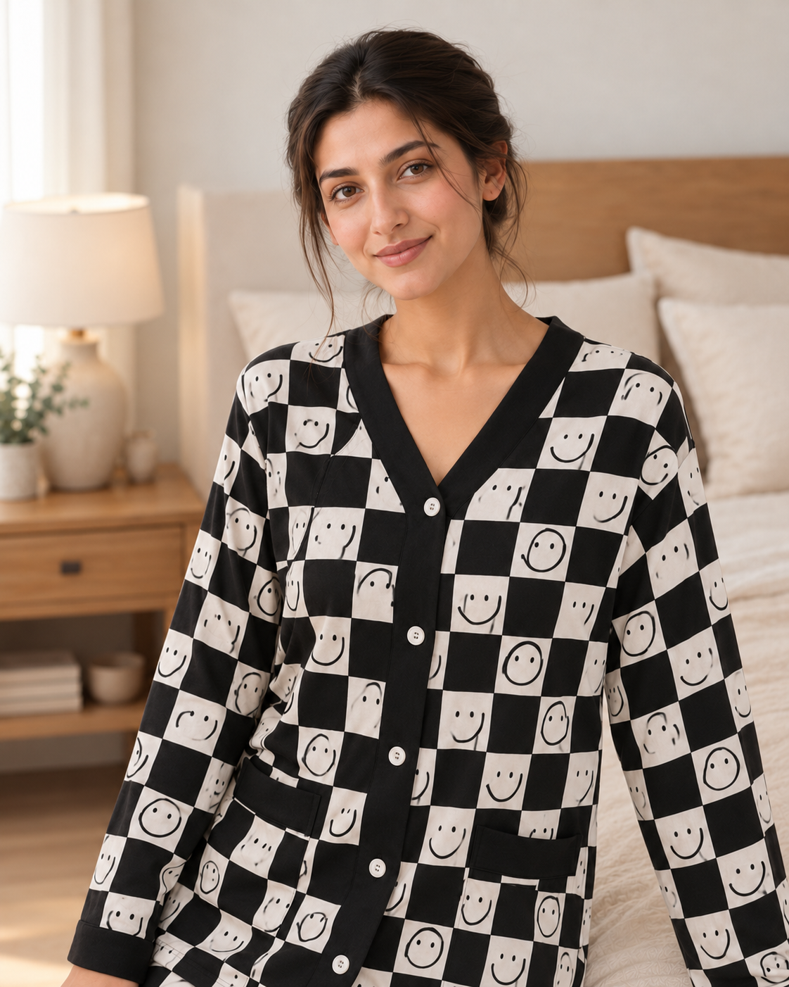 Chess Smiley Premium Night Suit - pose 3