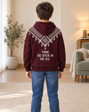 Kids Maroon Printed-Back Hoodie
