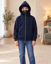 Kids Navy High-Zip Hooded Jacket