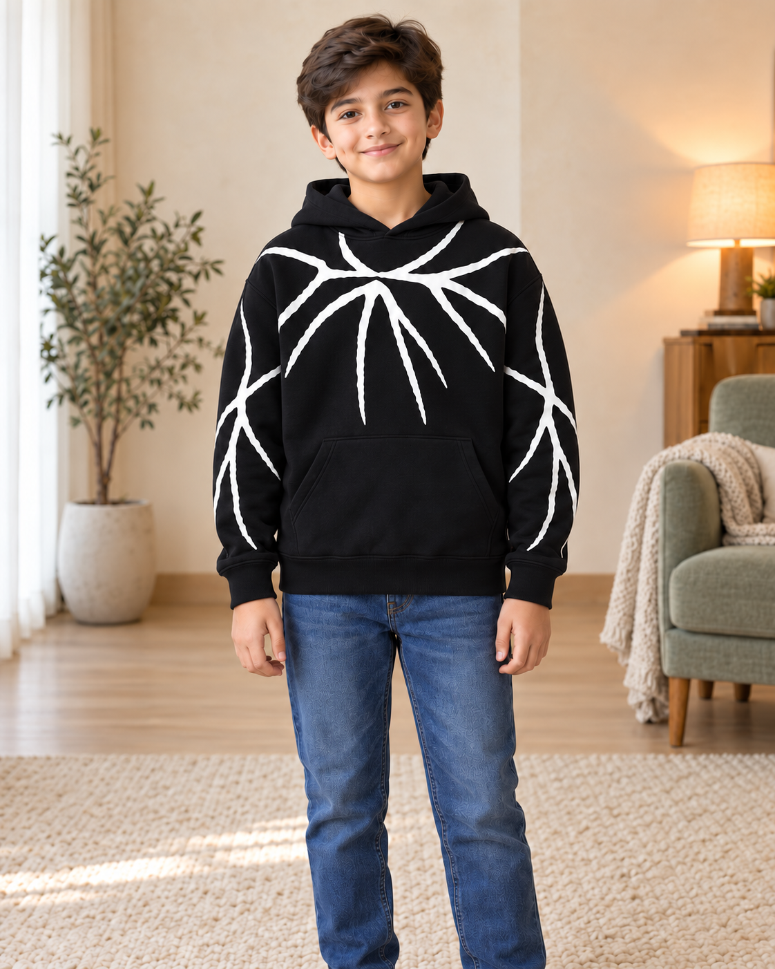 Kids Black & White Graphic Hoodie