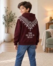 Kids Maroon Printed-Back Hoodie