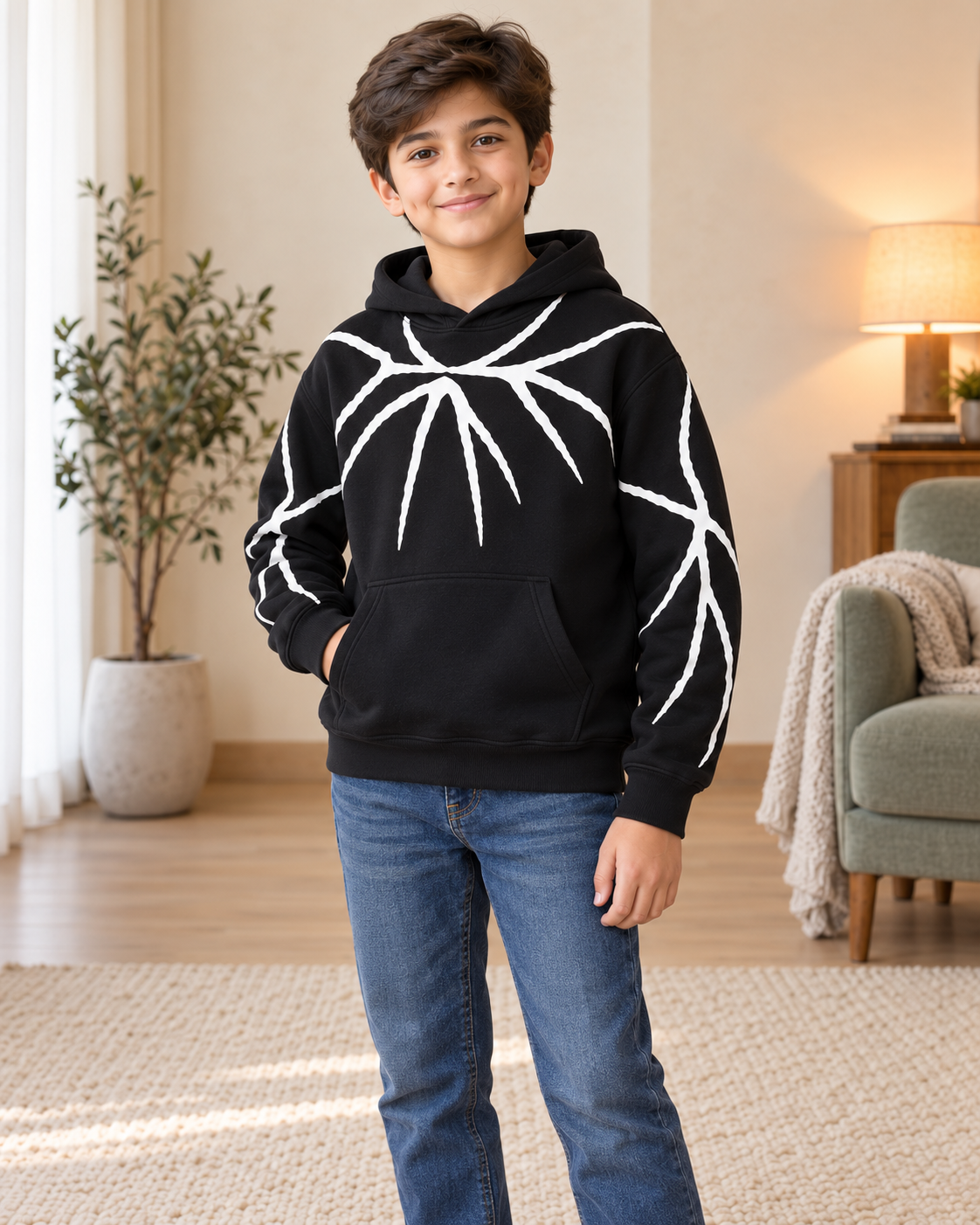 Kids Black & White Graphic Hoodie