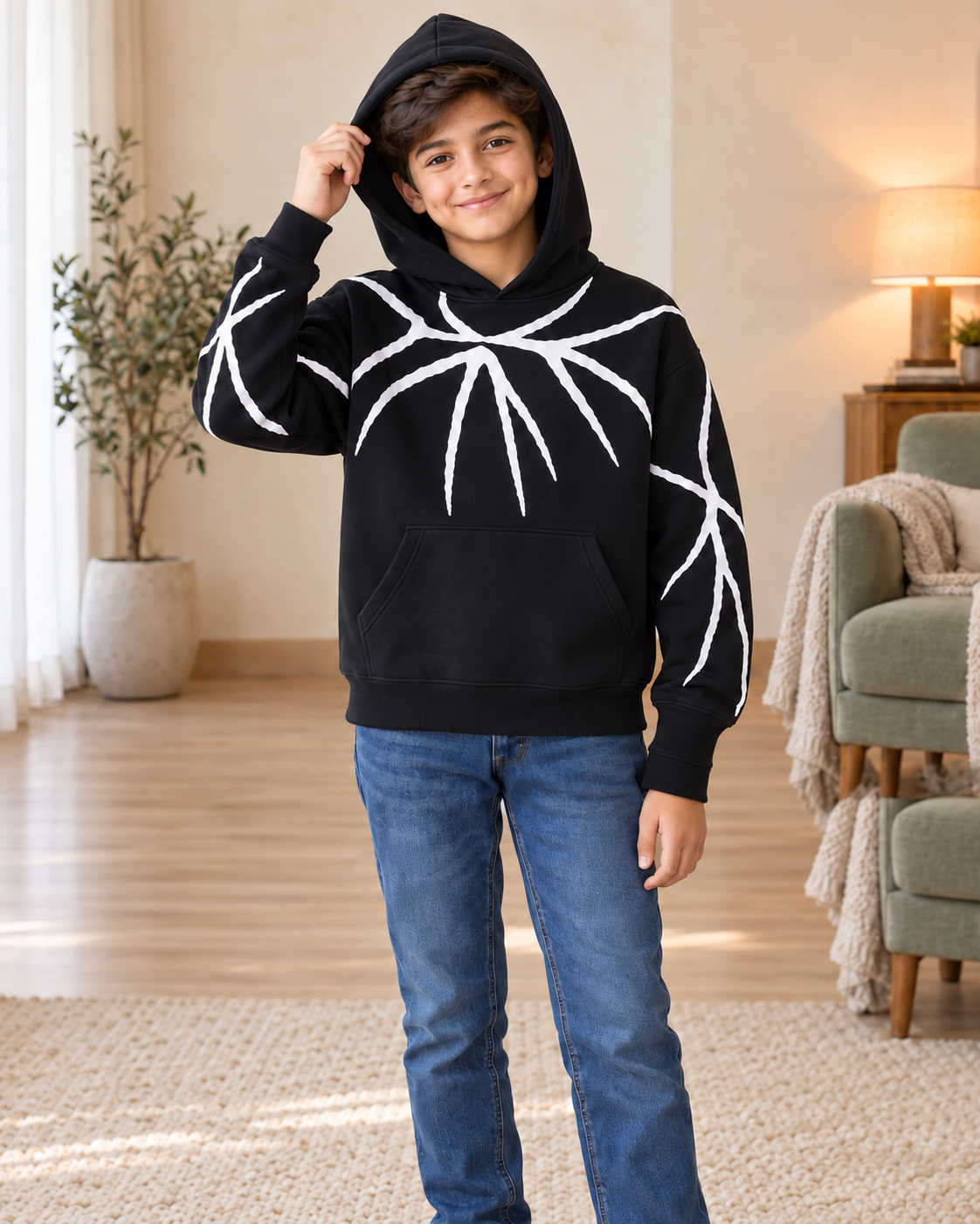 Kids Black & White Graphic Hoodie