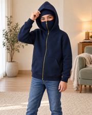 Kids Navy High-Zip Hooded Jacket
