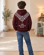 Kids Maroon Printed-Back Hoodie