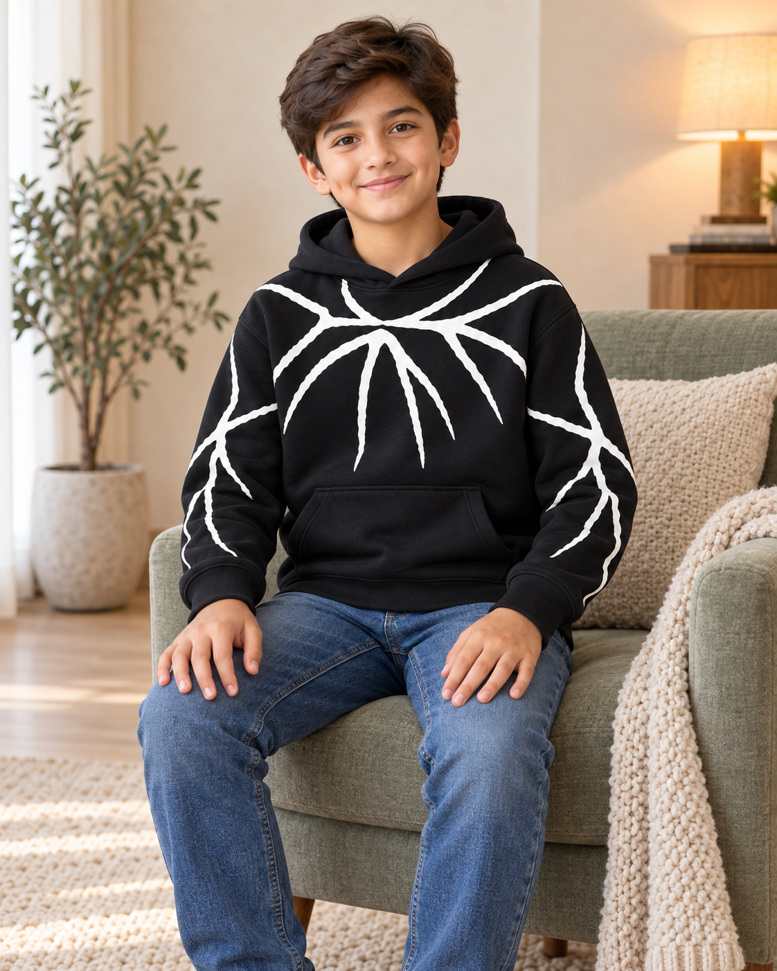 Kids Black & White Graphic Hoodie