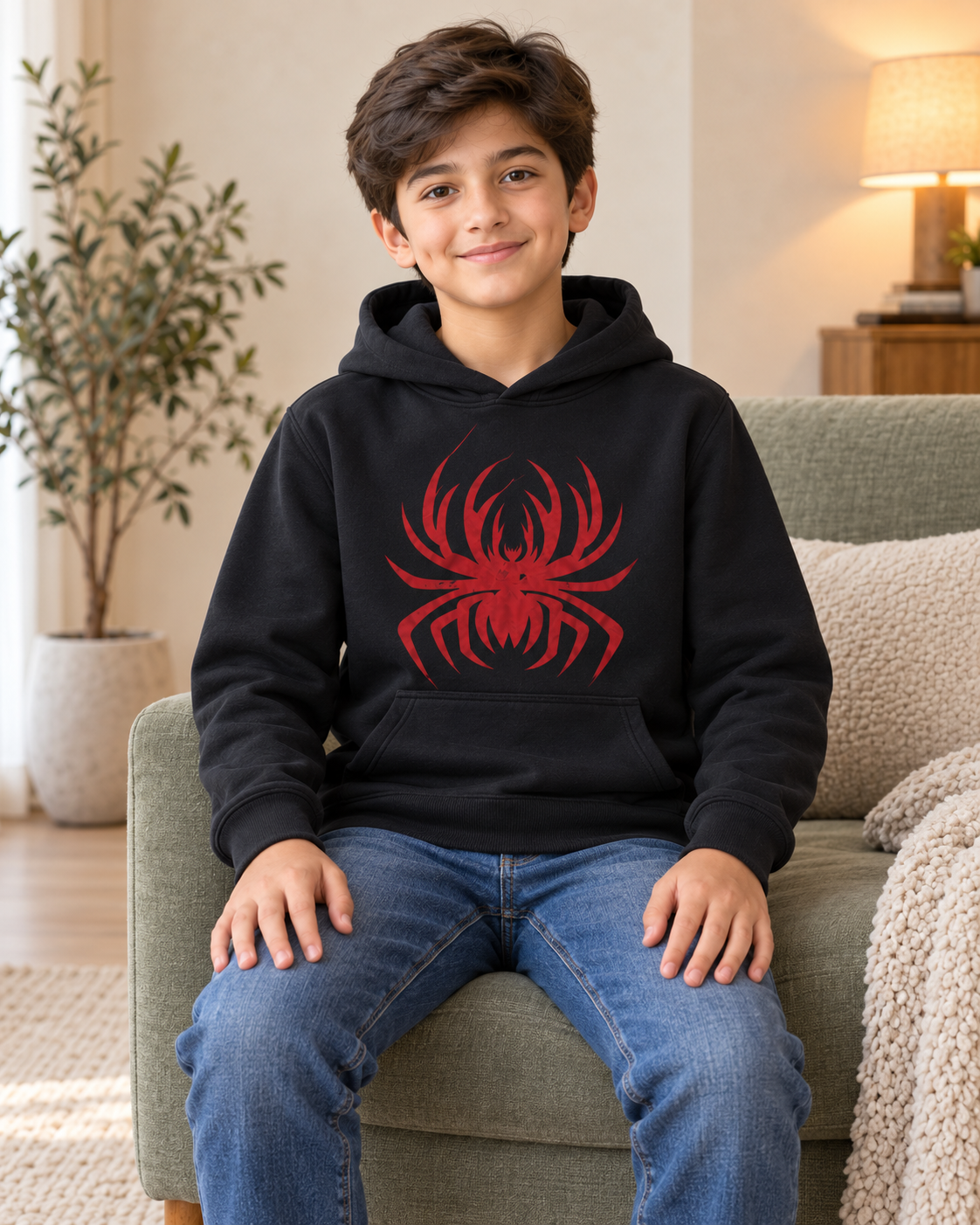 Kids Black & Red Spider Graphic Hoodie