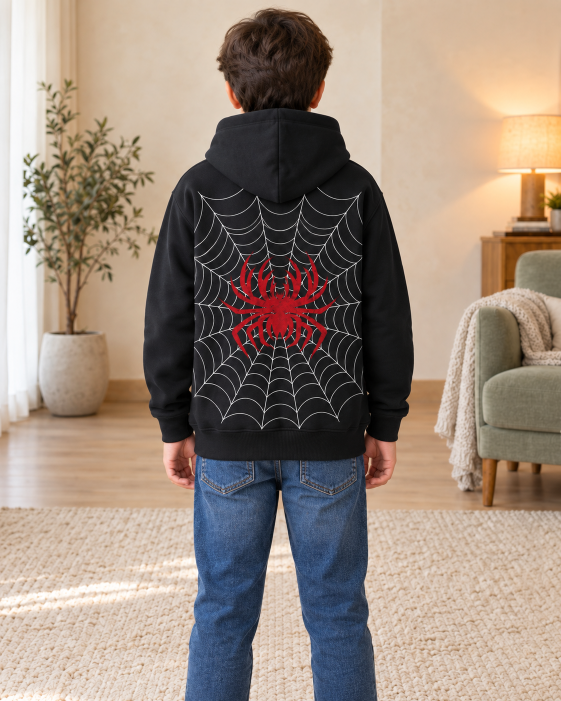 Kids Black & Red Spider Graphic Hoodie