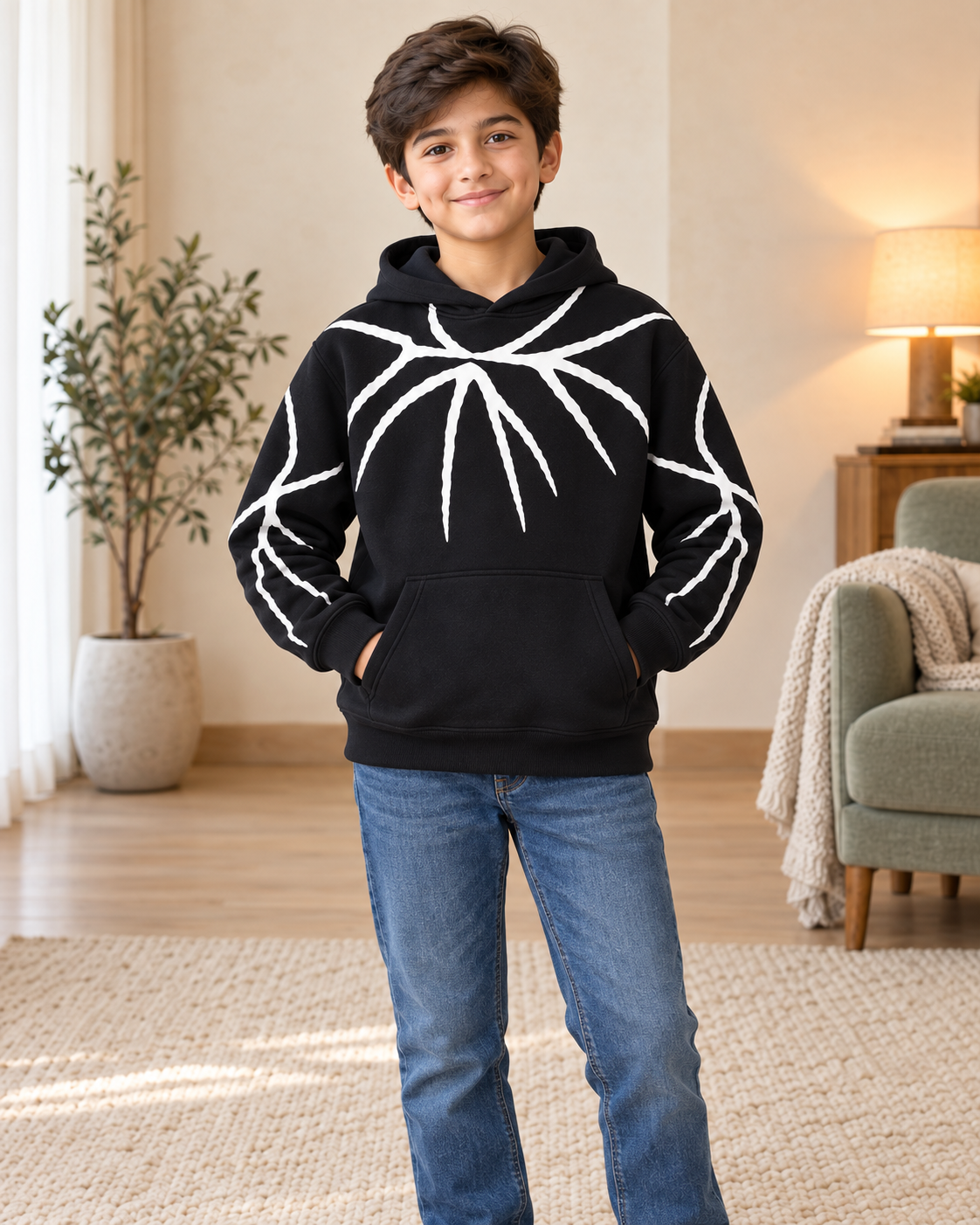 Kids Black & White Graphic Hoodie