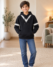 Kids Black & White V-Stripe Hoodie