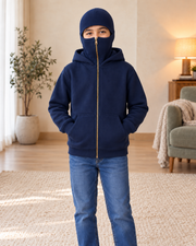 Kids Navy High-Zip Hooded Jacket