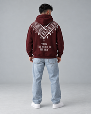 Maroon Keffiyeh Print Fleece Hoodie