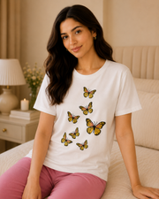 7 Butterflies White & Pink Night Suit – view 2