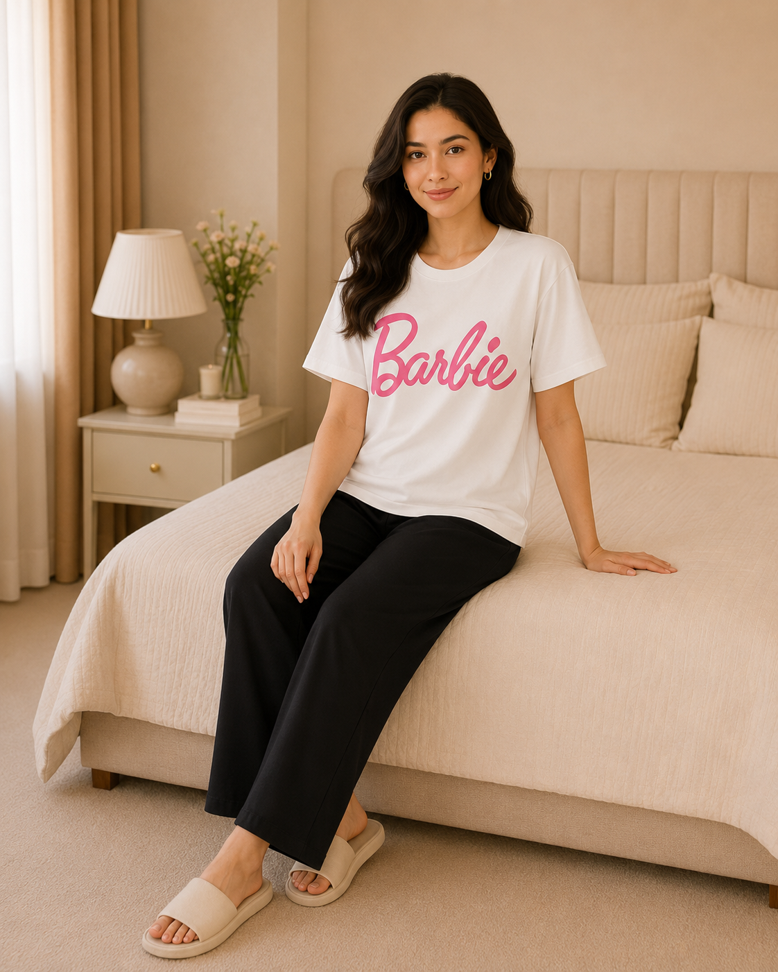 Barbie White & Black Night Suit