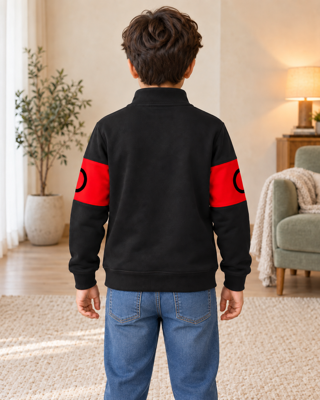 Kids Black & Red Graphic Zip-Up Jacket