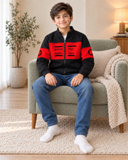 Kids Black & Red Graphic Zip-Up Jacket