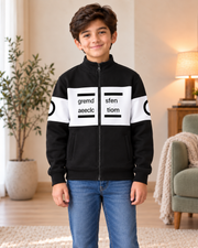 Kids Black & White Graphic Zip-Up Jacket