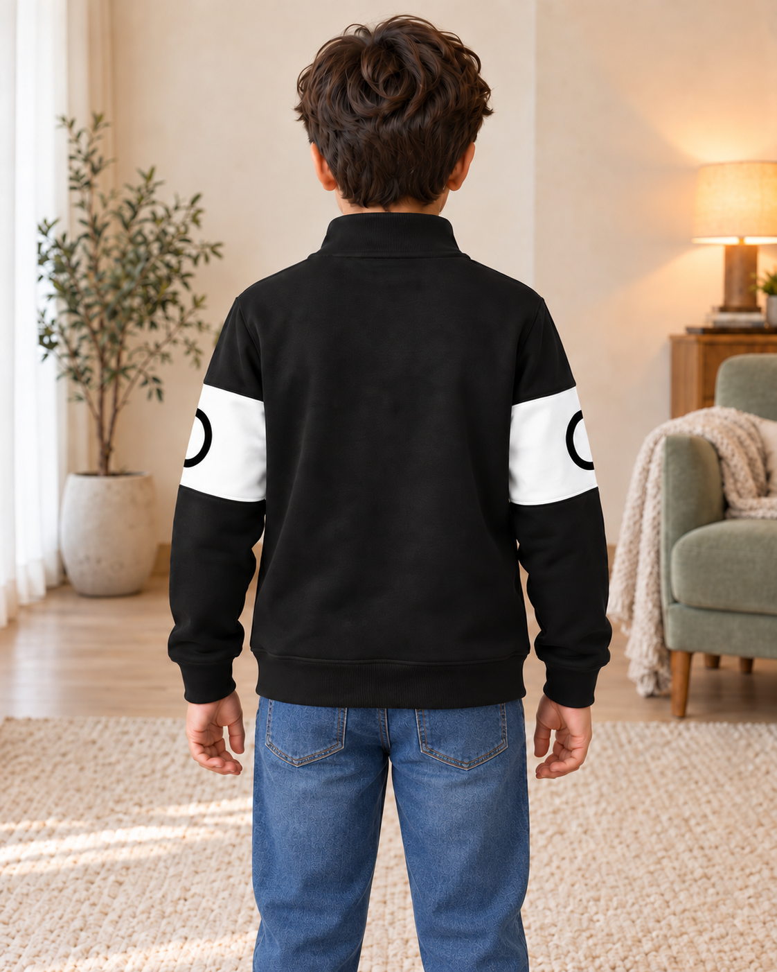 Kids Black & White Graphic Zip-Up Jacket