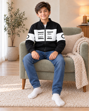 Kids Black & White Graphic Zip-Up Jacket