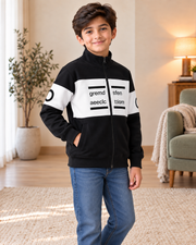 Kids Black & White Graphic Zip-Up Jacket