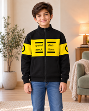Kids Black & Yellow Graphic Zip-Up Jacket