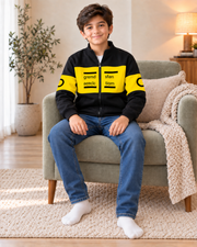 Kids Black & Yellow Graphic Zip-Up Jacket