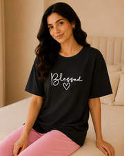 Blessed Black & Pink Night Suit – view 2