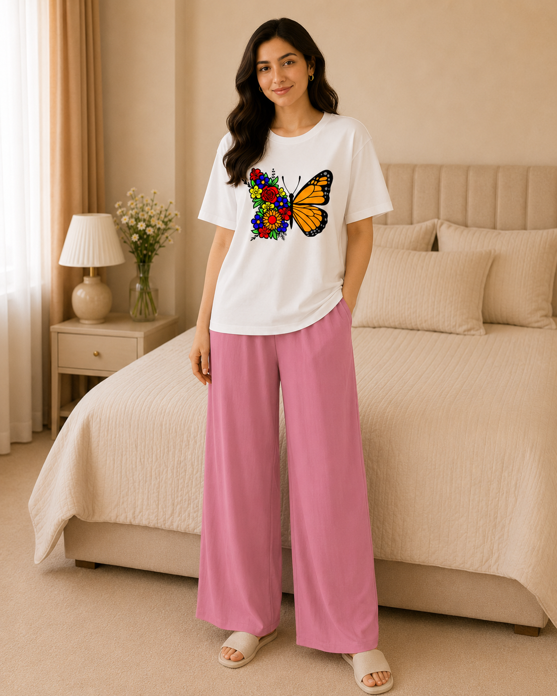 Butterfly White & Pink Night Suit – view 2