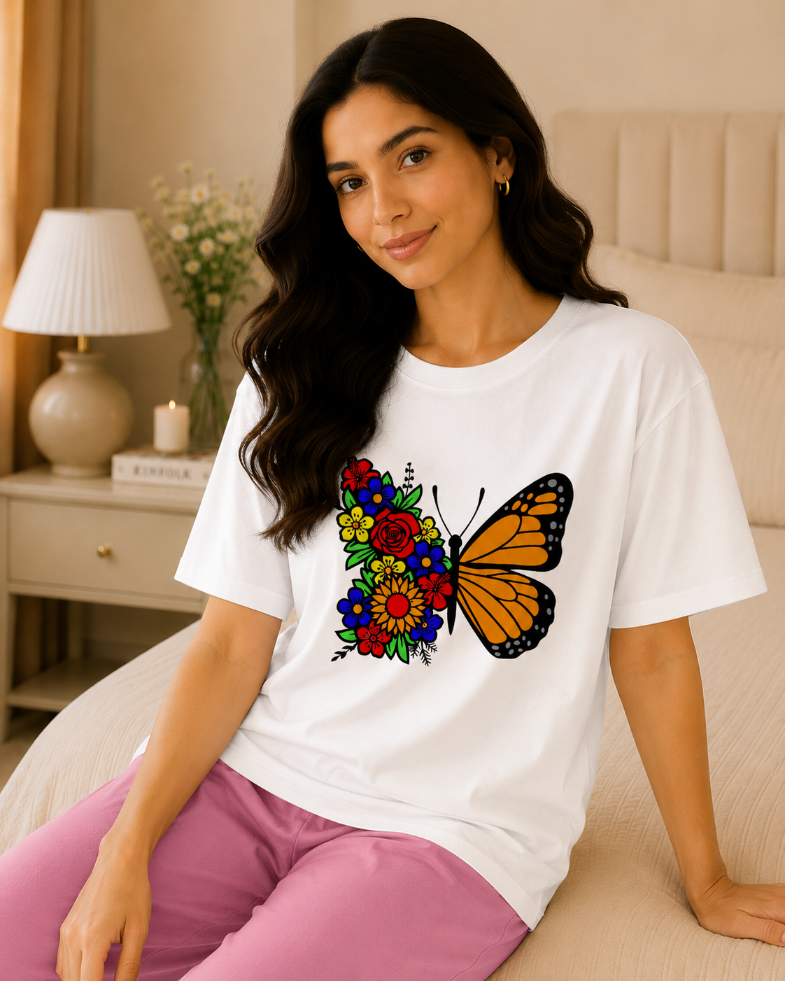 Butterfly White & Pink Night Suit – view 3