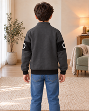 Kids Charcoal & Black Graphic Zip-Up Jacket
