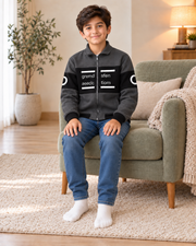 Kids Charcoal & Black Graphic Zip-Up Jacket