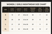 Fashion by INZ women night suit size chart