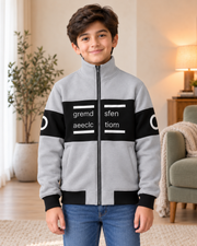 Kids Grey & Black Graphic Zip-Up Jacket