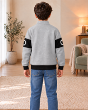 Kids Grey & Black Graphic Zip-Up Jacket