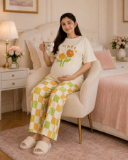 Happy Flower Maternity Cotton Night Suit – view 2