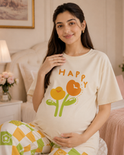 Happy Flower Maternity Cotton Night Suit – view 3