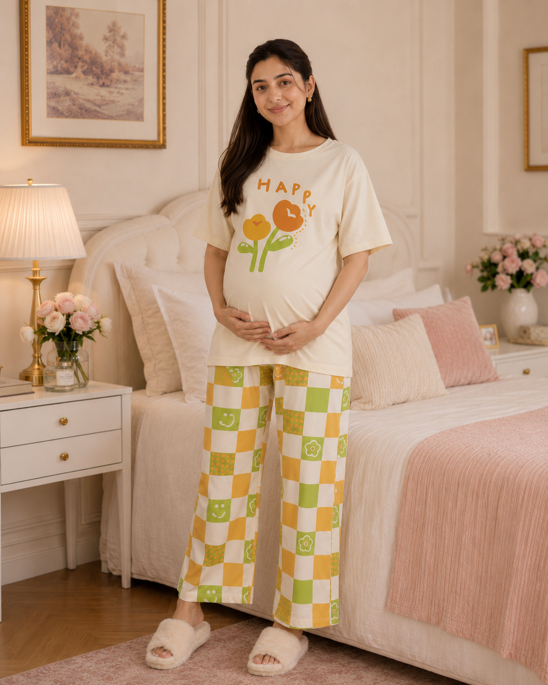 Happy Flower Maternity Cotton Night Suit – view 5