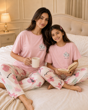 Pink Bird Mom & Daughter Night Suit – view 5