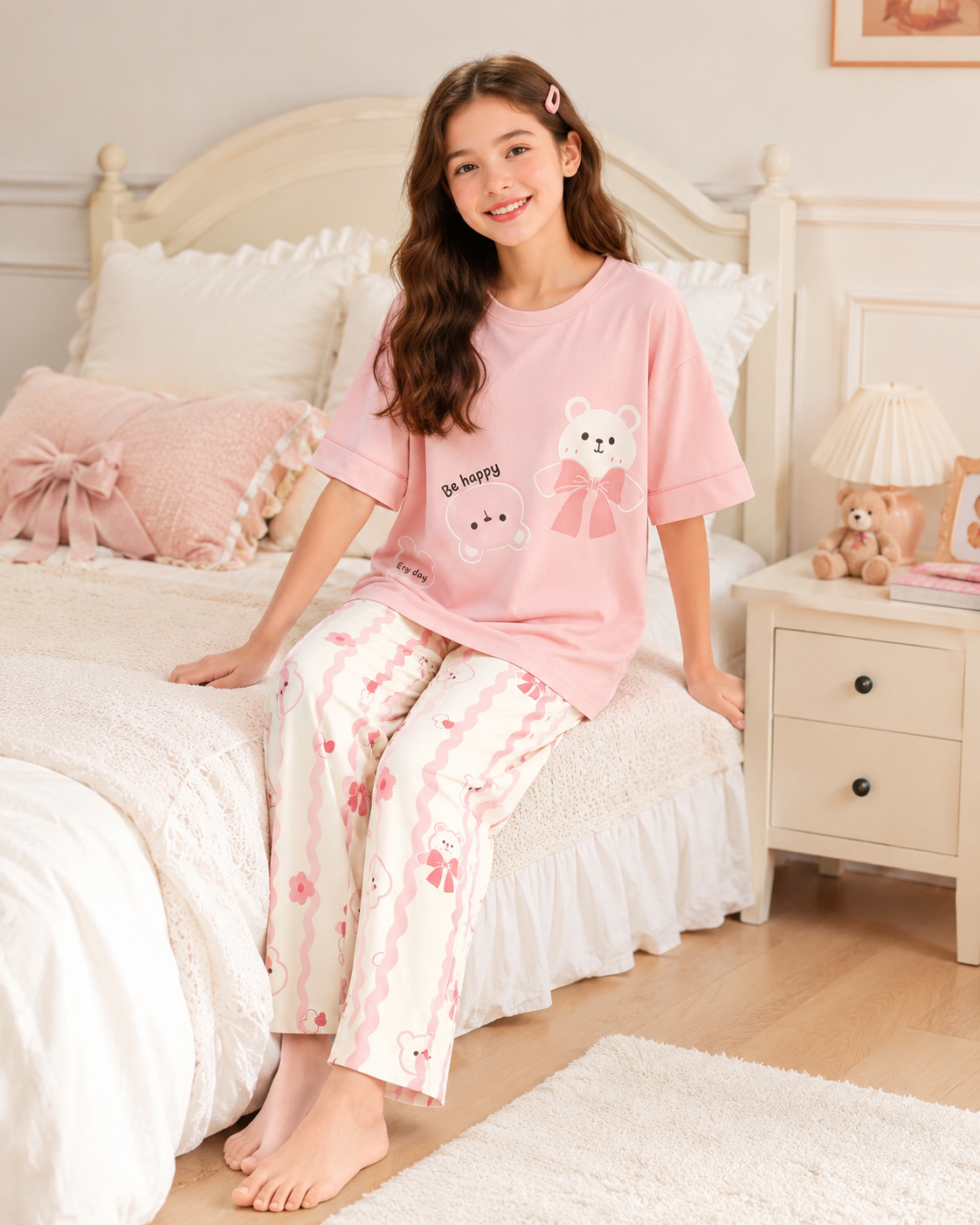 Pink Panda Girls Night Suit