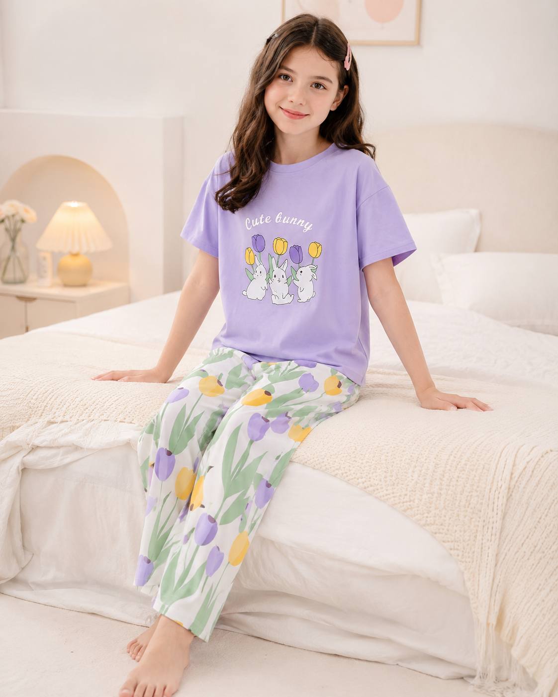 Purple Rabbit Girls Night Suit