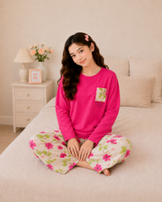 Atishi Leaf Full Sleeve Night Suit for Girls