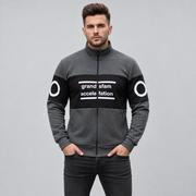 Charcoal & Black Colourblock Fleece Zip-Up Jacket