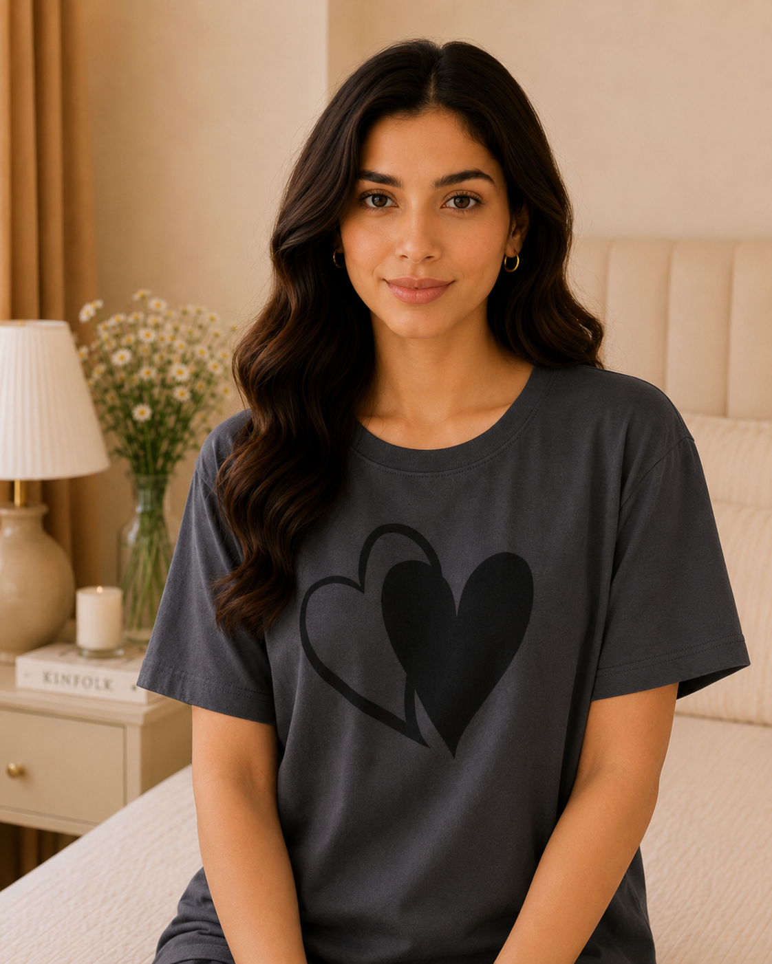 Grey Heart Printed Night Suit – view 3