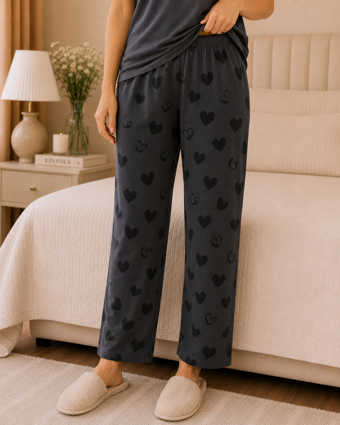 Grey Heart Printed Night Suit – view 4