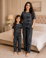Grey Love Mom & Daughter Night Suit – view 2