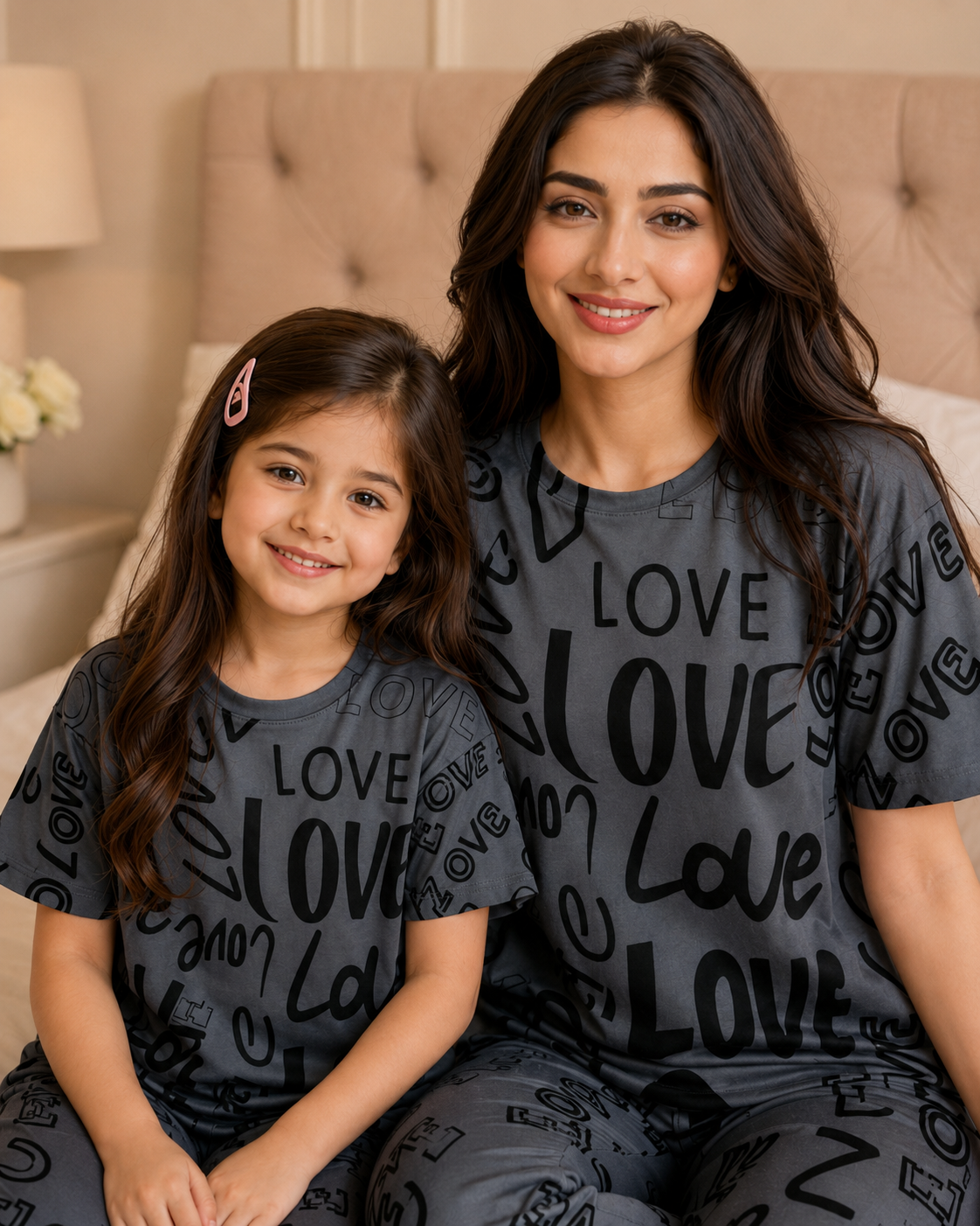 Grey Love Mom & Daughter Night Suit – view 3