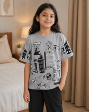 Pack of 2 Girls Night Suits – Grey Planet + Pink Planet